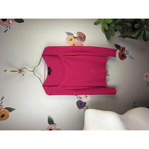 La Rambla Square Neckline Ribbed Hot Pink Knit Sweater - Size - Medium